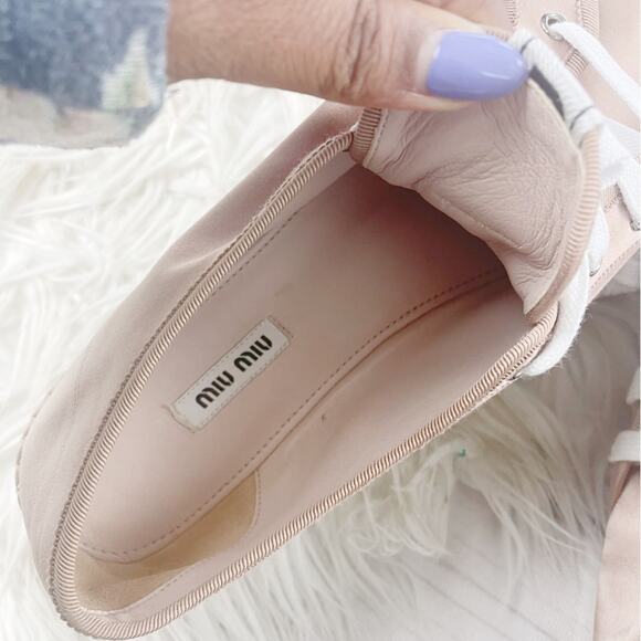 Miu Miu Women's Pink Satin Lace-up Platform Espadrille Sneaker Size‎ 42 - Picture 6 of 8